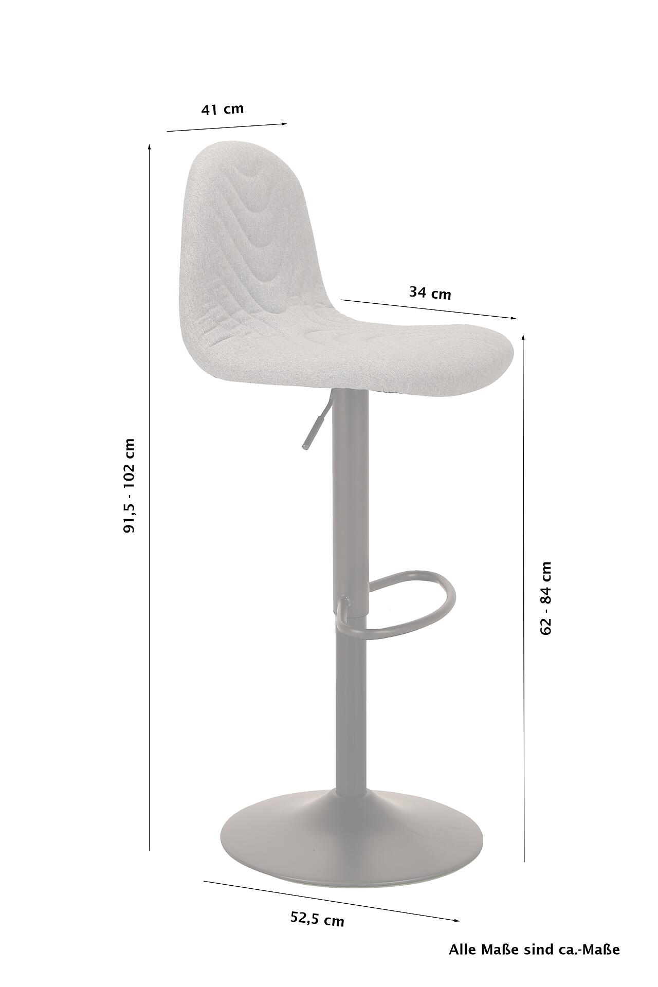 Barhocker CASINO 2er-Set anthrazit Webstoff B/H/T: ca. 41x88x52,5 cm