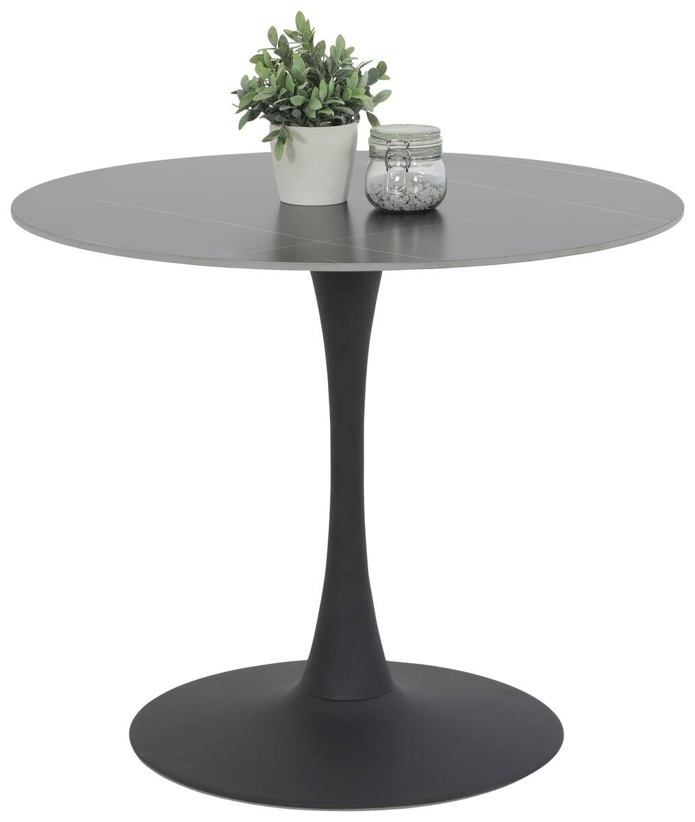 Esstisch Paola II Marmoroptik schwarz anthrazit H/D: ca. 75x90 cm