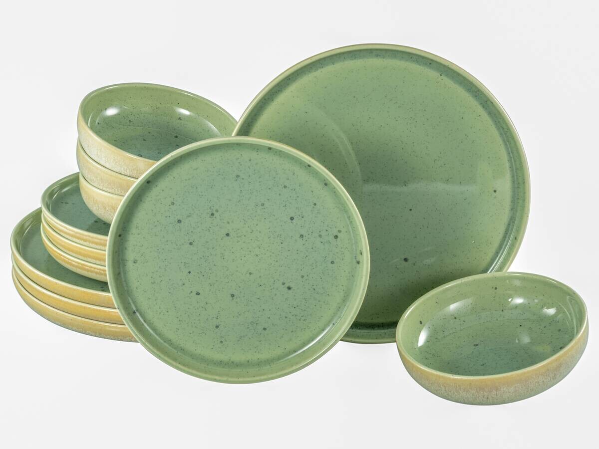 CreaTable Teller-Set Uno Romana grün Steinzeug