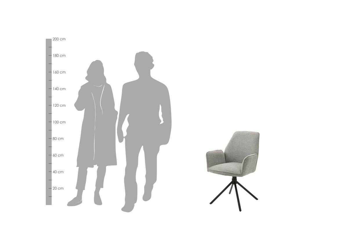 Stuhl BLAIR 2er-Set hellgrau schwarz Webstoff Metall B/H/T: ca. 57x89x61 cm