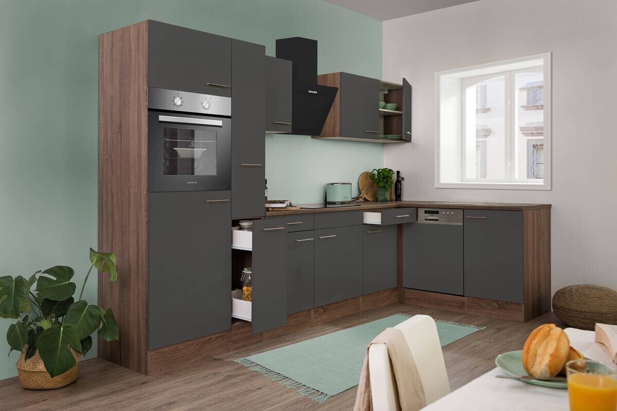 Respekta Winkelküche KBL310EYGS grau B/H/T: ca. 310x205x172 cm Respekta Winkelküche KBL310EYGS grau B/H/T: ca. 310x205x172 cm