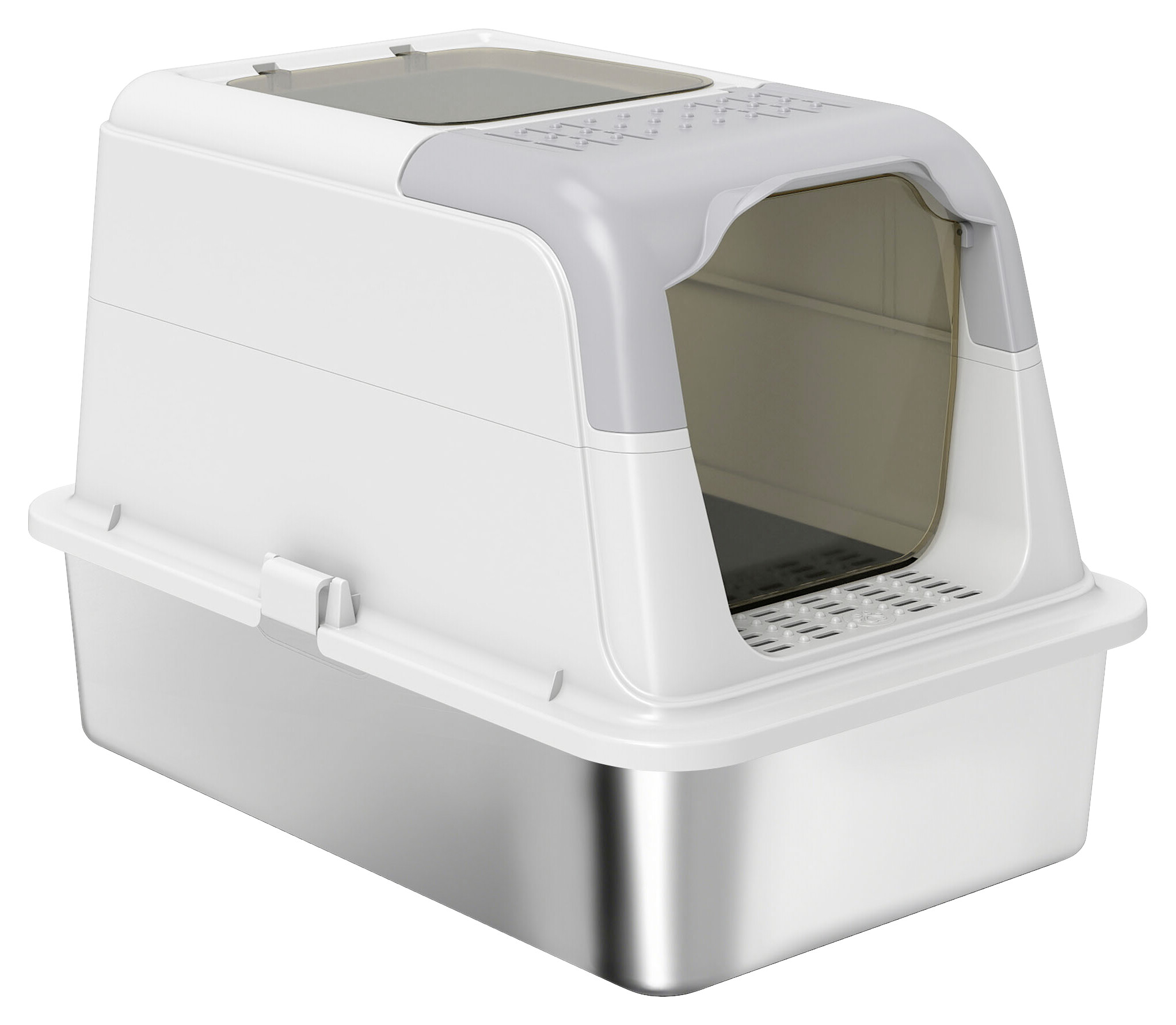 PawHut Katzentoilette weiß Kunststoff B/H/L: ca. 40,4x41,8x60,4 cm