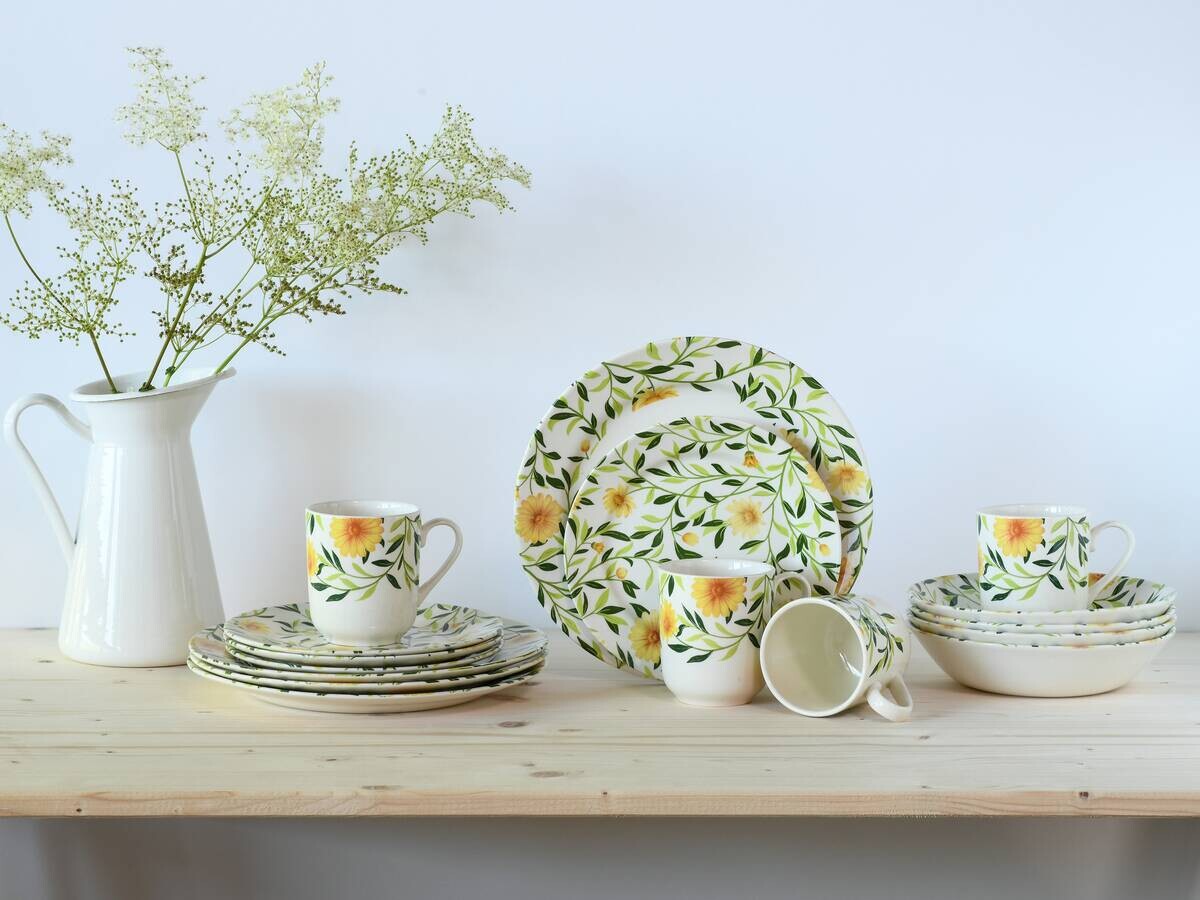 CreaTable Kombiservice Amarilla gelb Steingut 16 tlg.