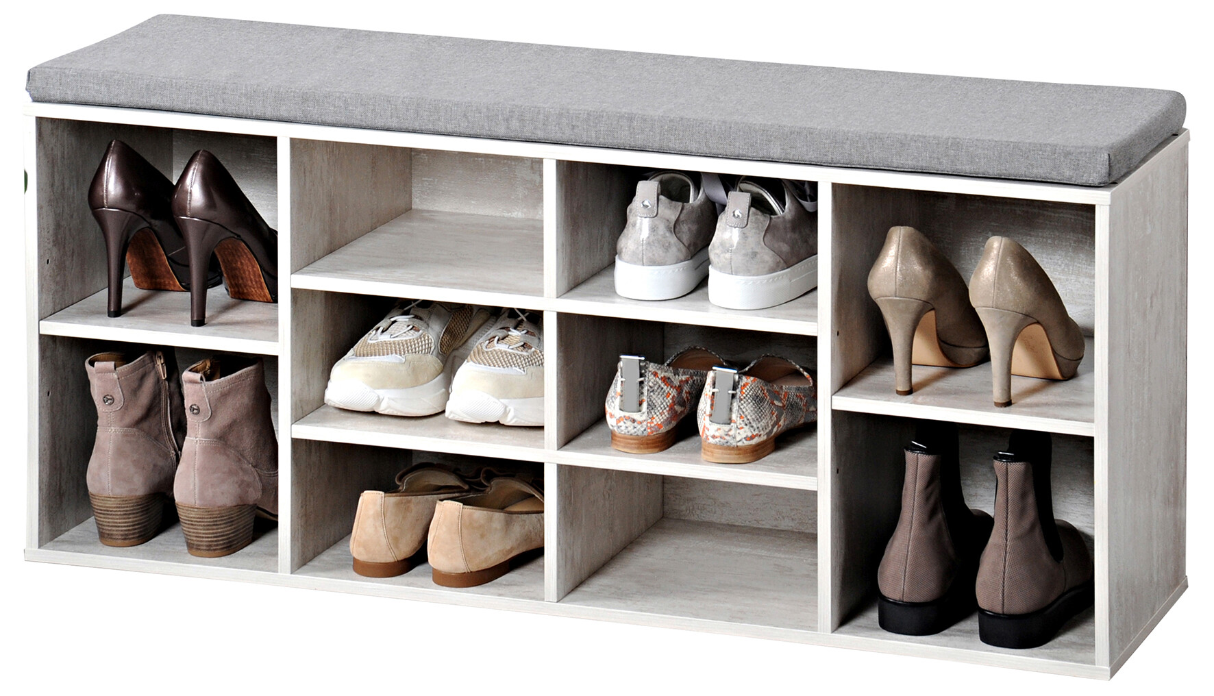 Kesper Schuhschrank mit Sitzkissen weiß Spanplatte B/H/L: ca. 29,5x48x103,5 cm