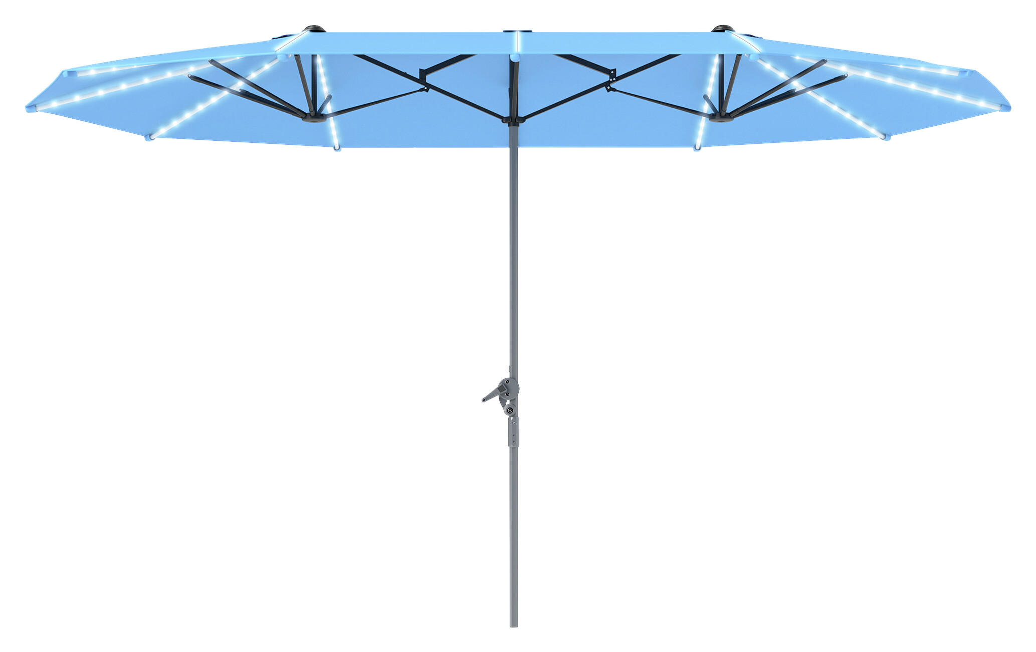 Outsunny Doppelsonnenschirm blau Aluminium B/H/L: ca. 267x249x451 cm