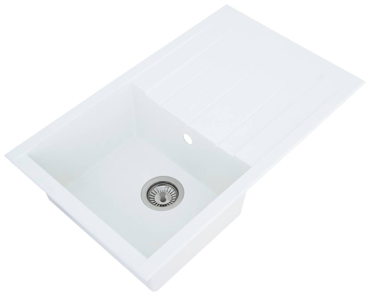 Respekta Einbauspüle Houston 80 x 50 W weiß Mineralite B/H/T: ca. 80x21x50 cm