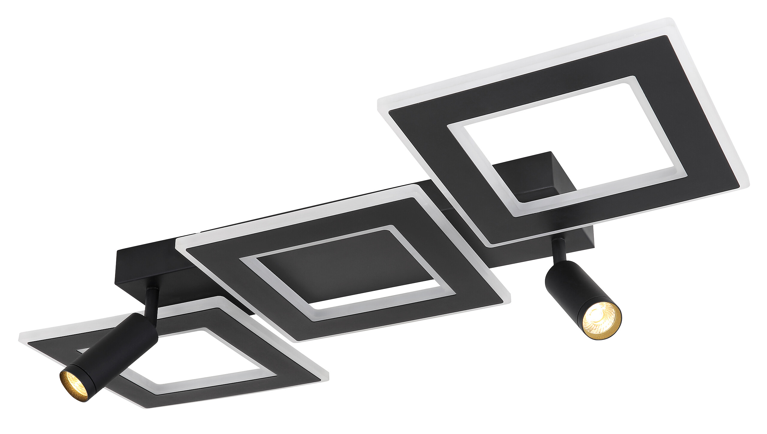 GLOBO Deckenleuchte schwarz Opal Metall Acryl B/H/L: ca. 56x11,5x82 cm 2 Brennstellen