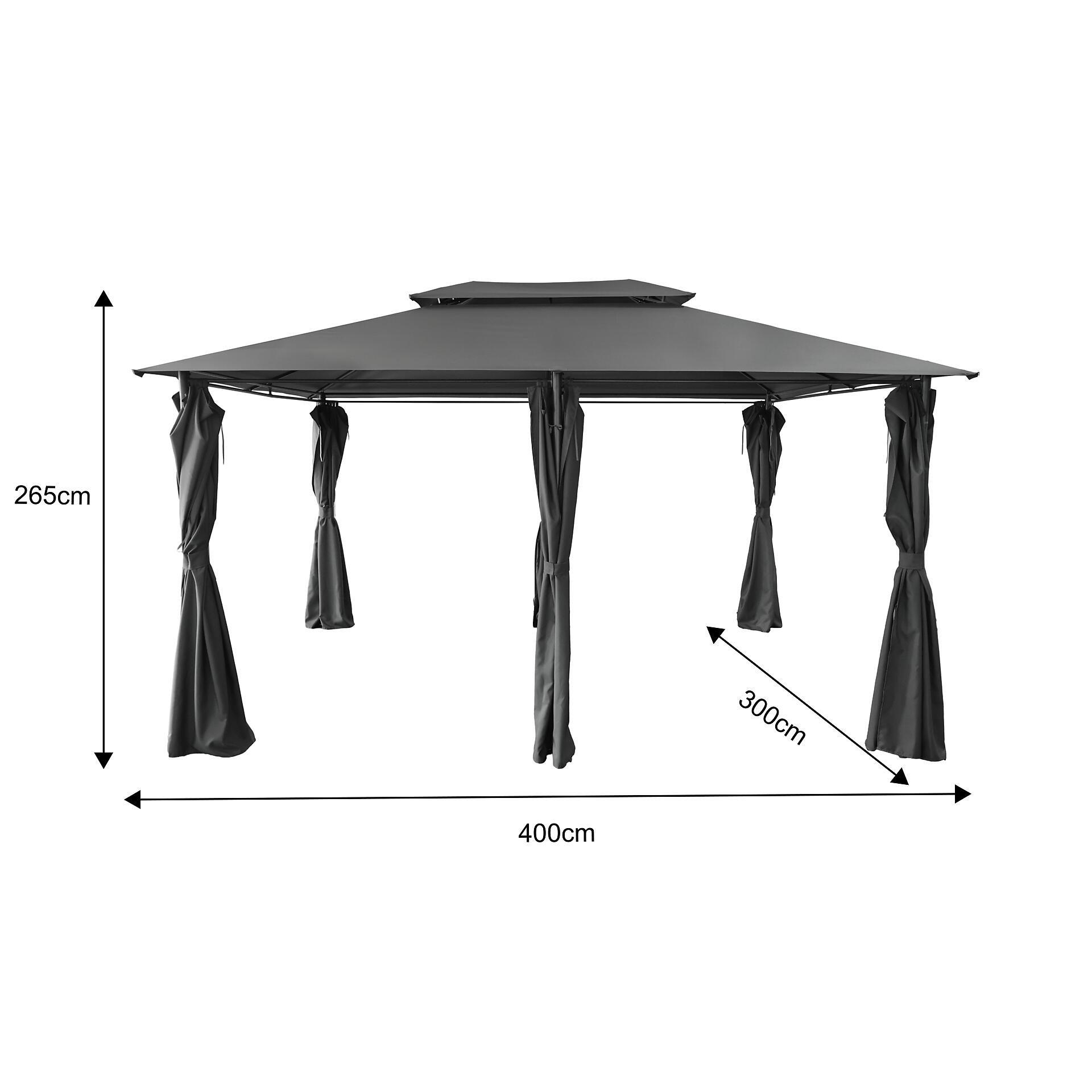 POCOline Pavillon schwarz Stahl B/H/L: ca. 400x270x300 cm