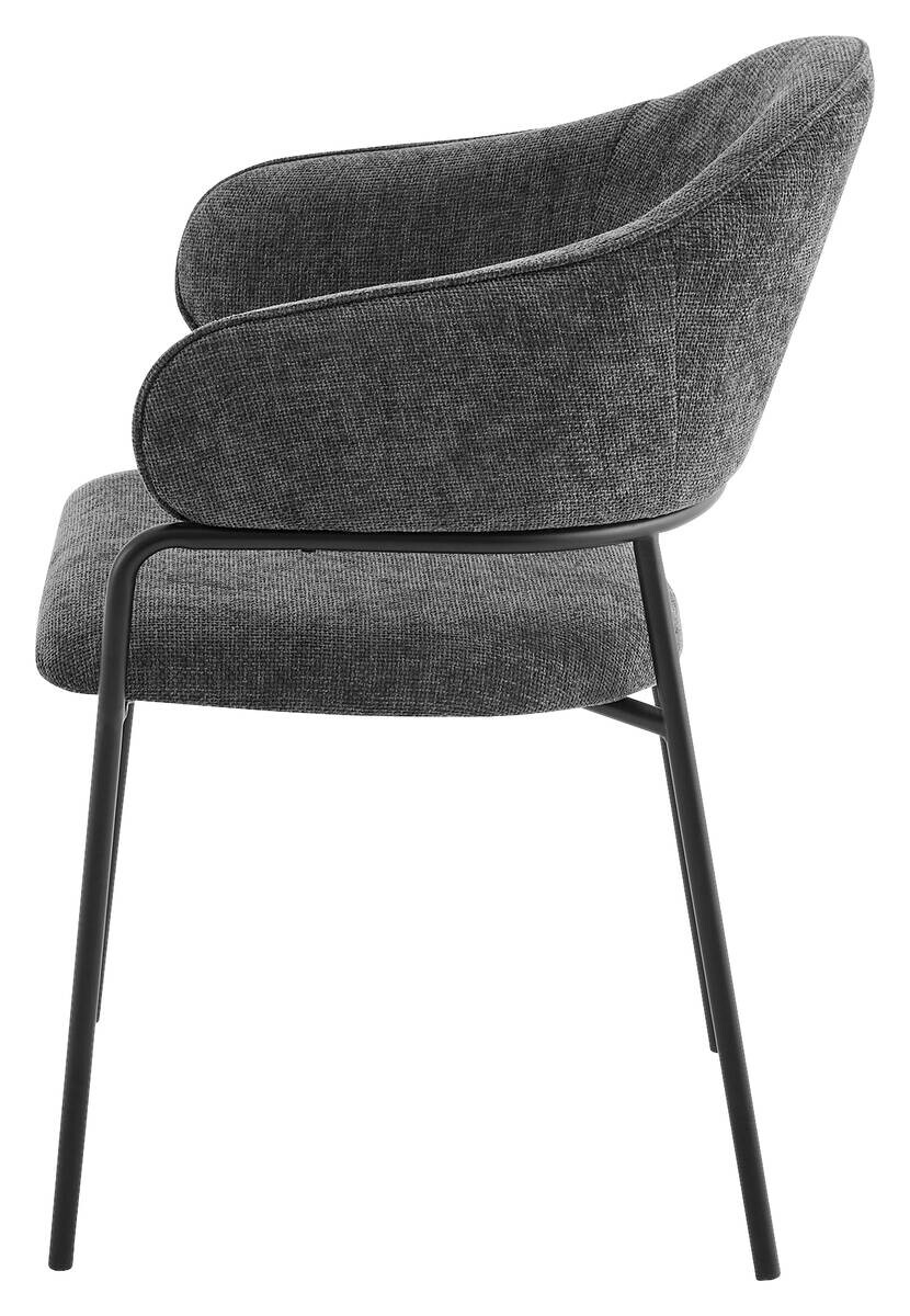 Stuhl CURVE, 2er-Set grau Stoff B/H/T: ca. 60x86x58 cm