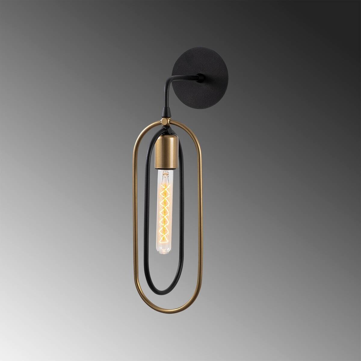 Opviq Wandleuchte gold schwarz Metall B/H/L: ca. 17x45x14 cm E27 1 Brennstellen