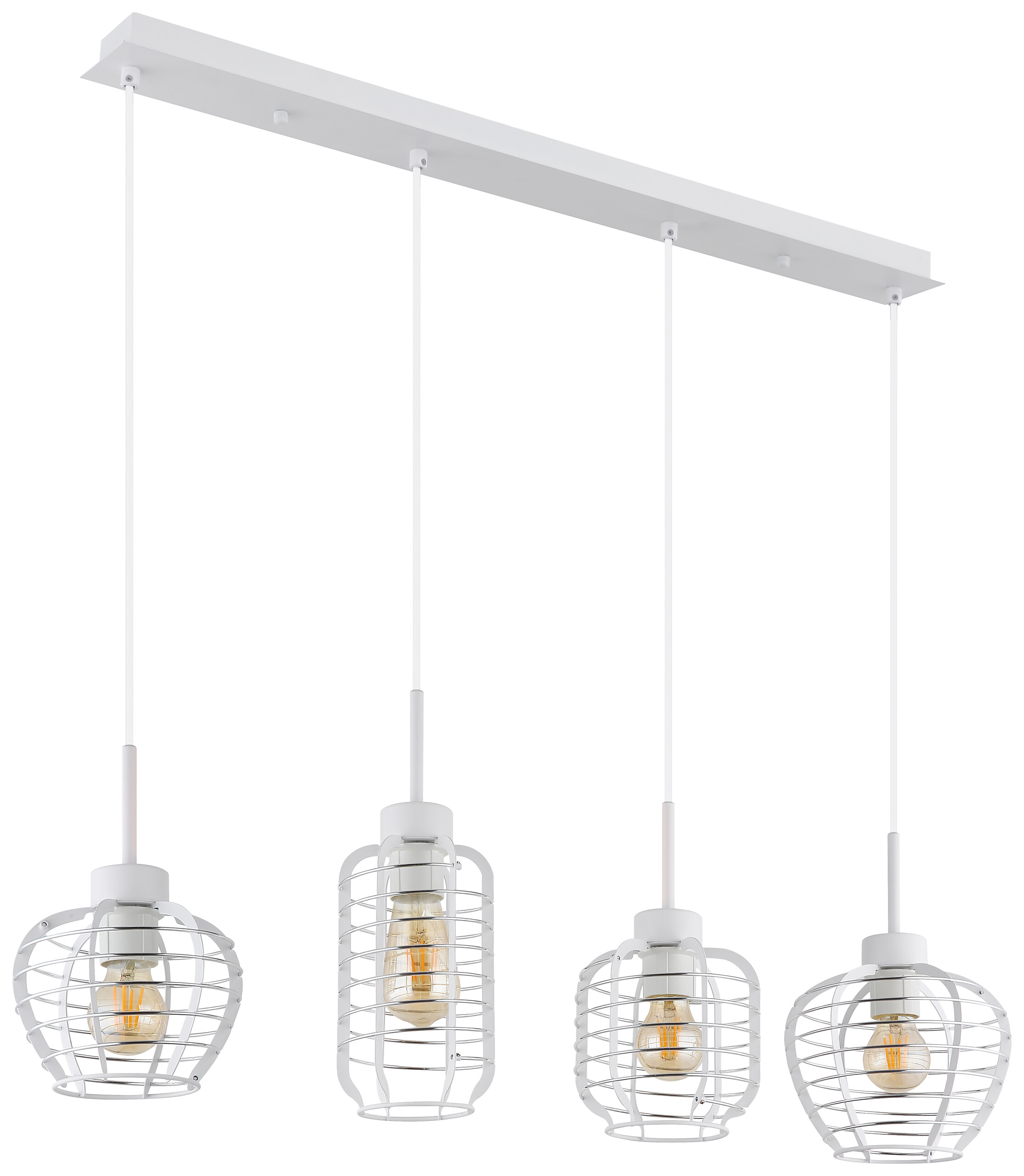 GLOBO Hängeleuchte weiß Chrom Aluminium Metall B/H/L: ca. 37x25,5x86 cm E27 4 Brennstellen