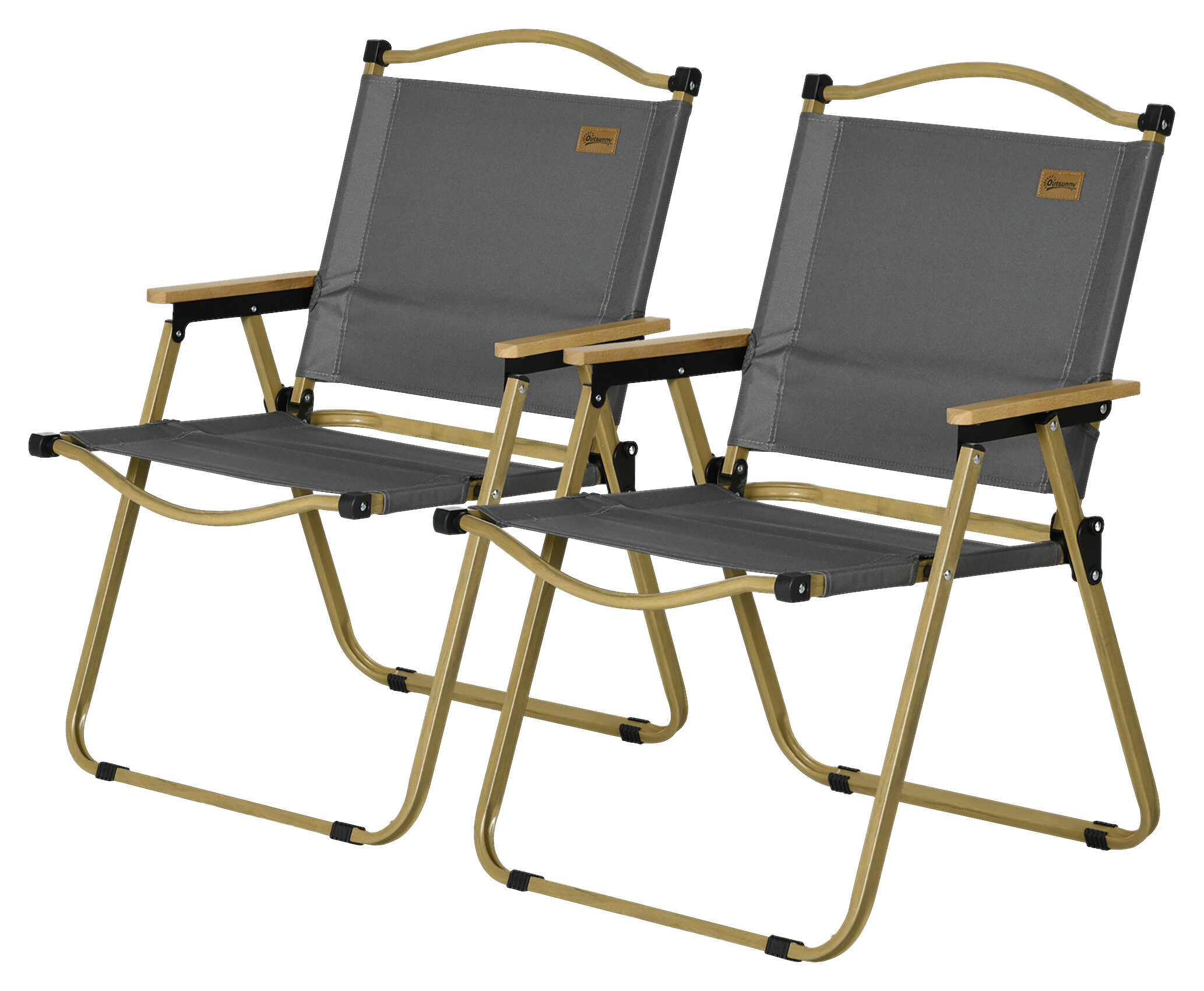 Outsunny Campinstuhl 2er Set dunkelgrau Stoff B/H/L: ca. 59x78x54 cm