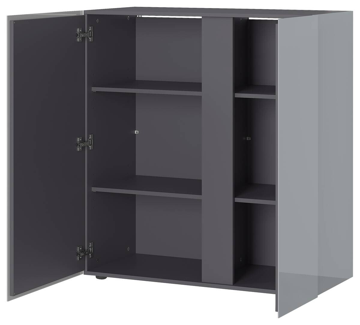 Kommode Mesa Graphit Nachbildung Silbergrau Hochglanz B/H/T: ca. 94x103x43 cm