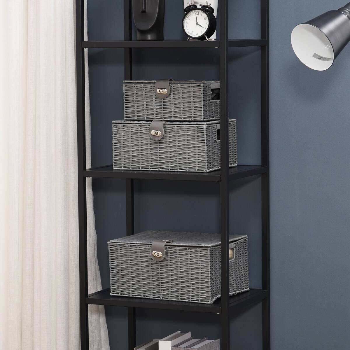 HOMCOM Aufbewahrungskorb grau Metall B/H/L: ca. 28,5x35,5x18 cm