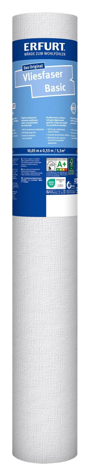 Erfurt Vliestapete Basic 101 weiß B/L: ca. 53x1005 cm