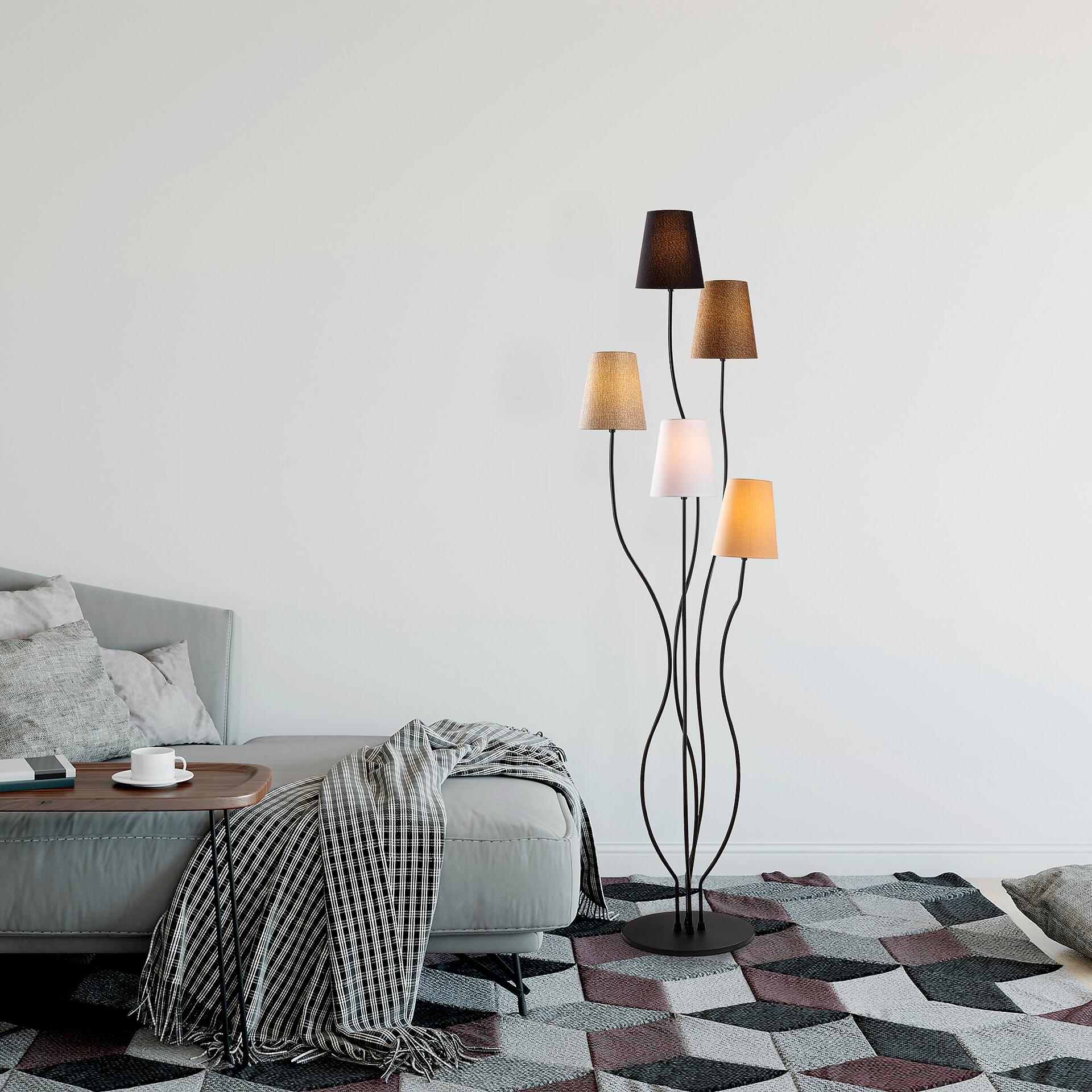 Opviq Stehleuchte mehrfarbig Metall B/H/T/L/D: ca. 44x160x44x44x44 cm E14 5 Brennstellen