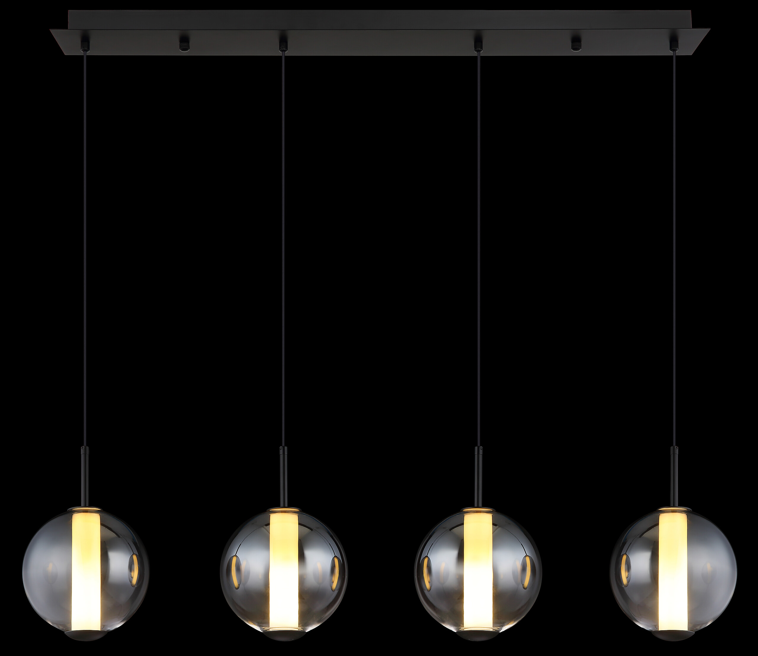 GLOBO Pendelleuchte Opal mattschwarz Rauch Metall Glas B/H: ca. 99x120 cm 1.0 Brennstellen