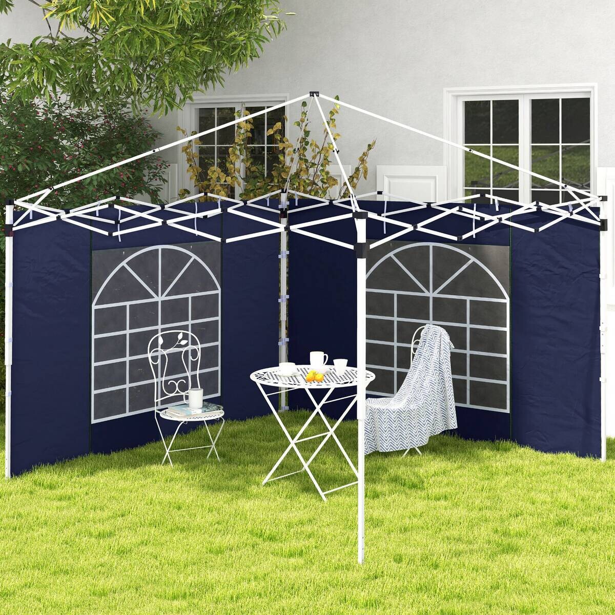 Outsunny Pavillon-Seitenwände blau Polyester H/L: ca. 195x295 cm
