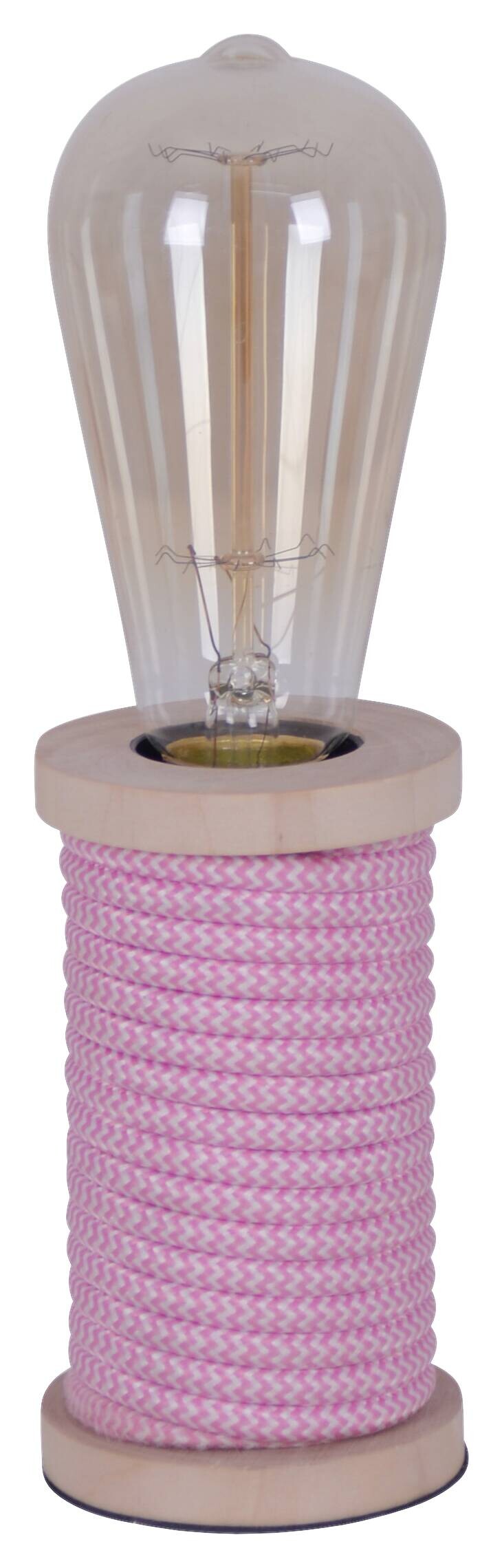 Näve Leuchten Tischleuchte 3158119 pink Metall Holz Textil B/H/T: ca. 7x12x7 cm E27 1 Brennstellen