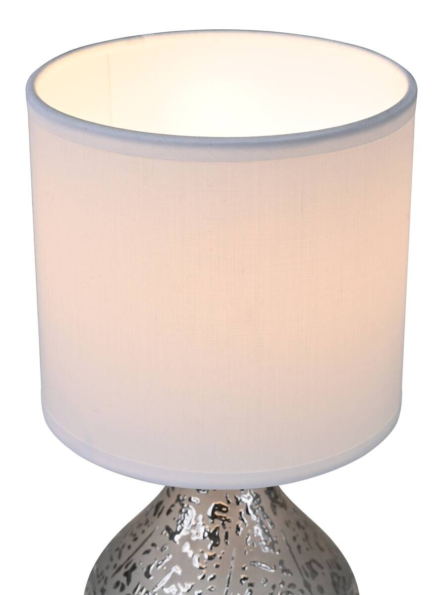 POCOline Keramik_Tischleuchte Auri silber Keramik B/H/L: ca. 14x25x14 cm E14 1 Brennstellen