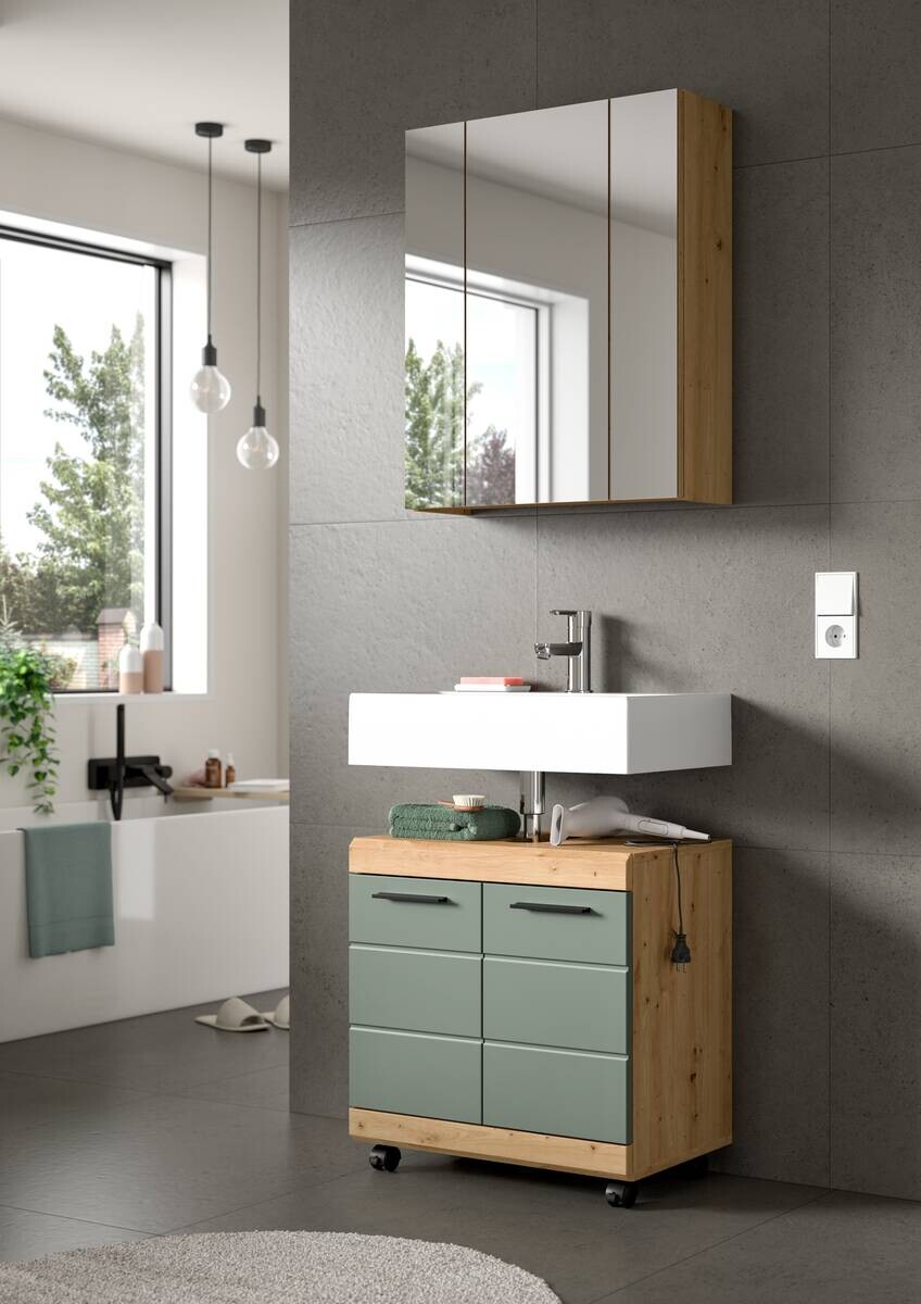 Badezimmer-Set Scout Eiche Artisan Nachbildung salbei Nachbildung B/H/T: ca. 60x191x34 cm