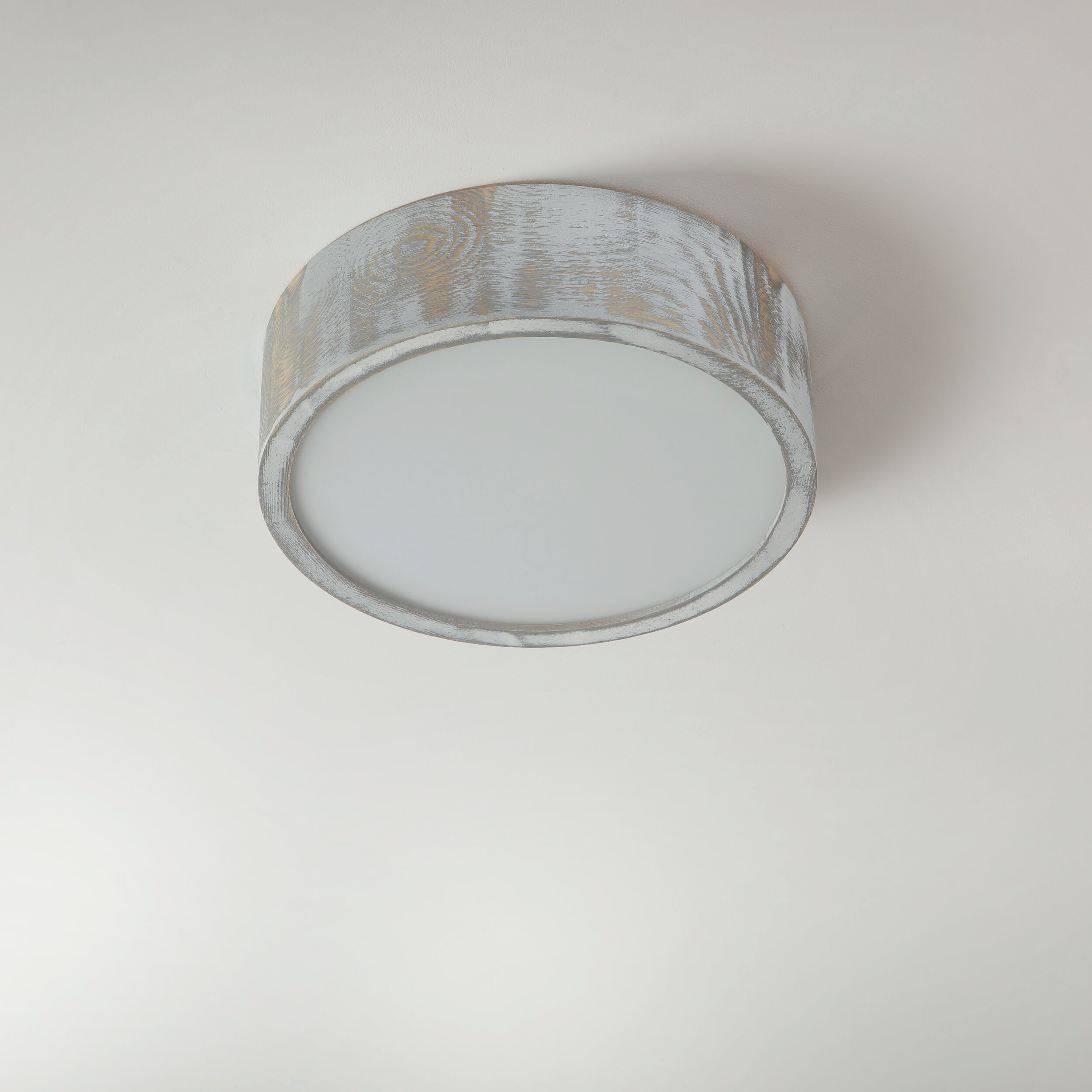 Lamkur Deckenleuchte hellbraun weiß Glas Holz B/H/L: ca. 28,5x12x28,5 cm 1 Brennstellen