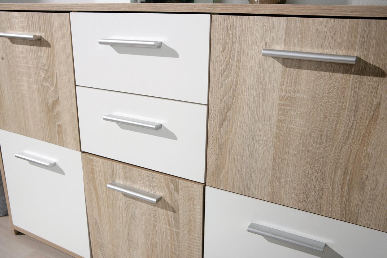 Kommode Elvezia Eiche Sonoma Nachbildung weiß B/H/T: ca. 115x77x30 cm