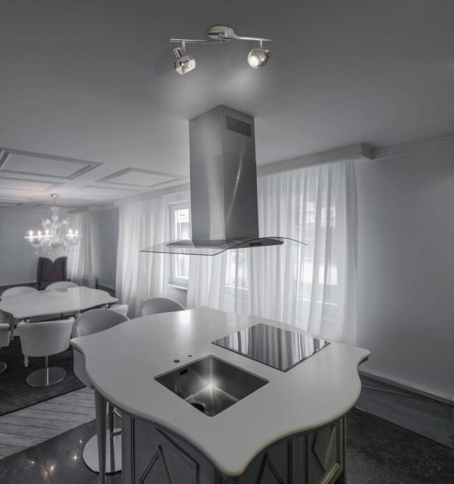 Näve Leuchten LED-Wand- Deckenleuchten NV1117542 Chrom Glas Metall B/H/T: ca. 41x8x14 cm 2 Brennstellen