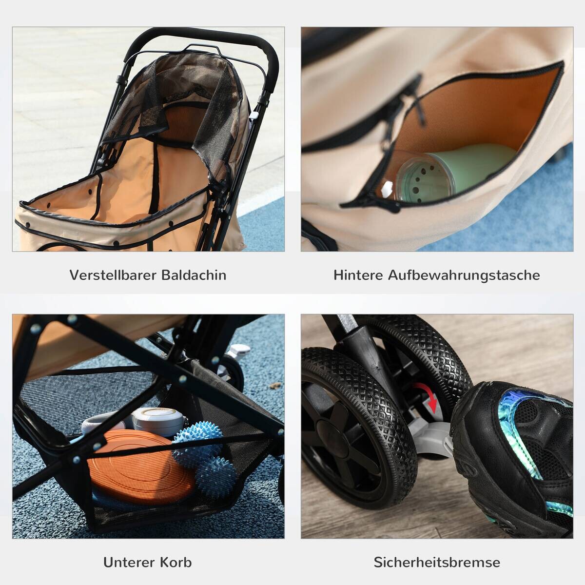 PawHut Hunde-Zubehör braun Edelstahl B/H/L: ca. 52x76,5x95 cm