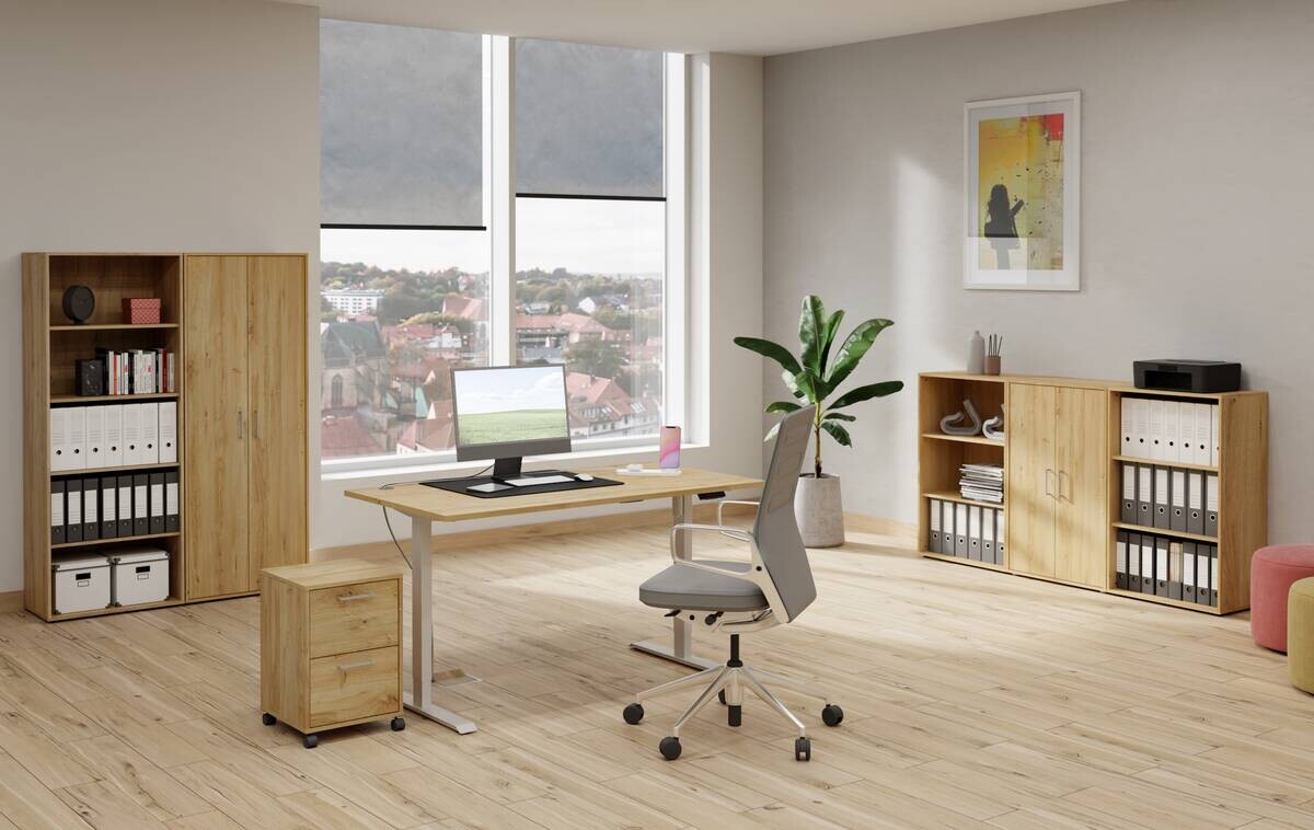 höhenverstellbarer Schreibtisch B/H/T: ca. 120x116x80 cm höhenverstellbarer Schreibtisch B/H/T: ca. 120x116x80 cm