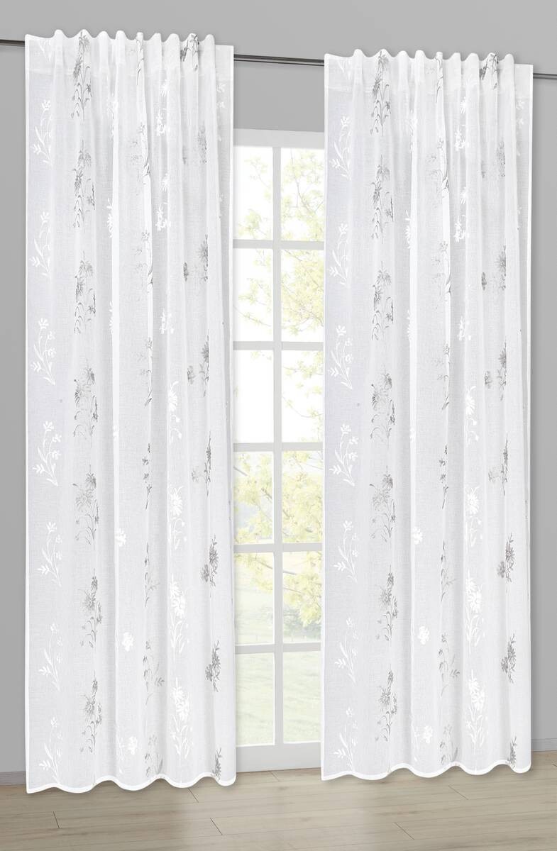 Happy Home Kombivorhang Blattranke silber B/L: ca. 140x245 cm