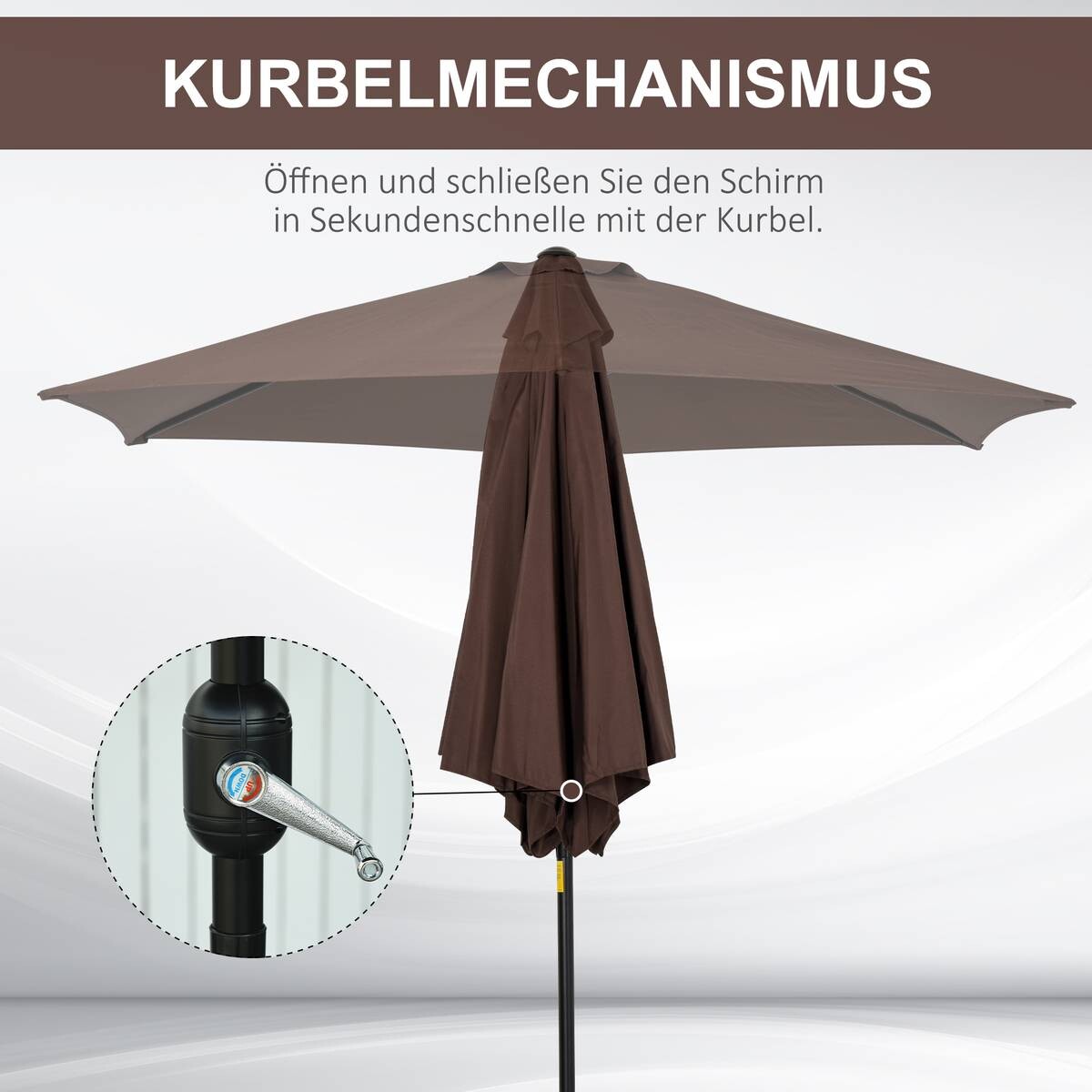Outsunny Sonnenschirm braun Stahl H/D: ca. 235x270 cm