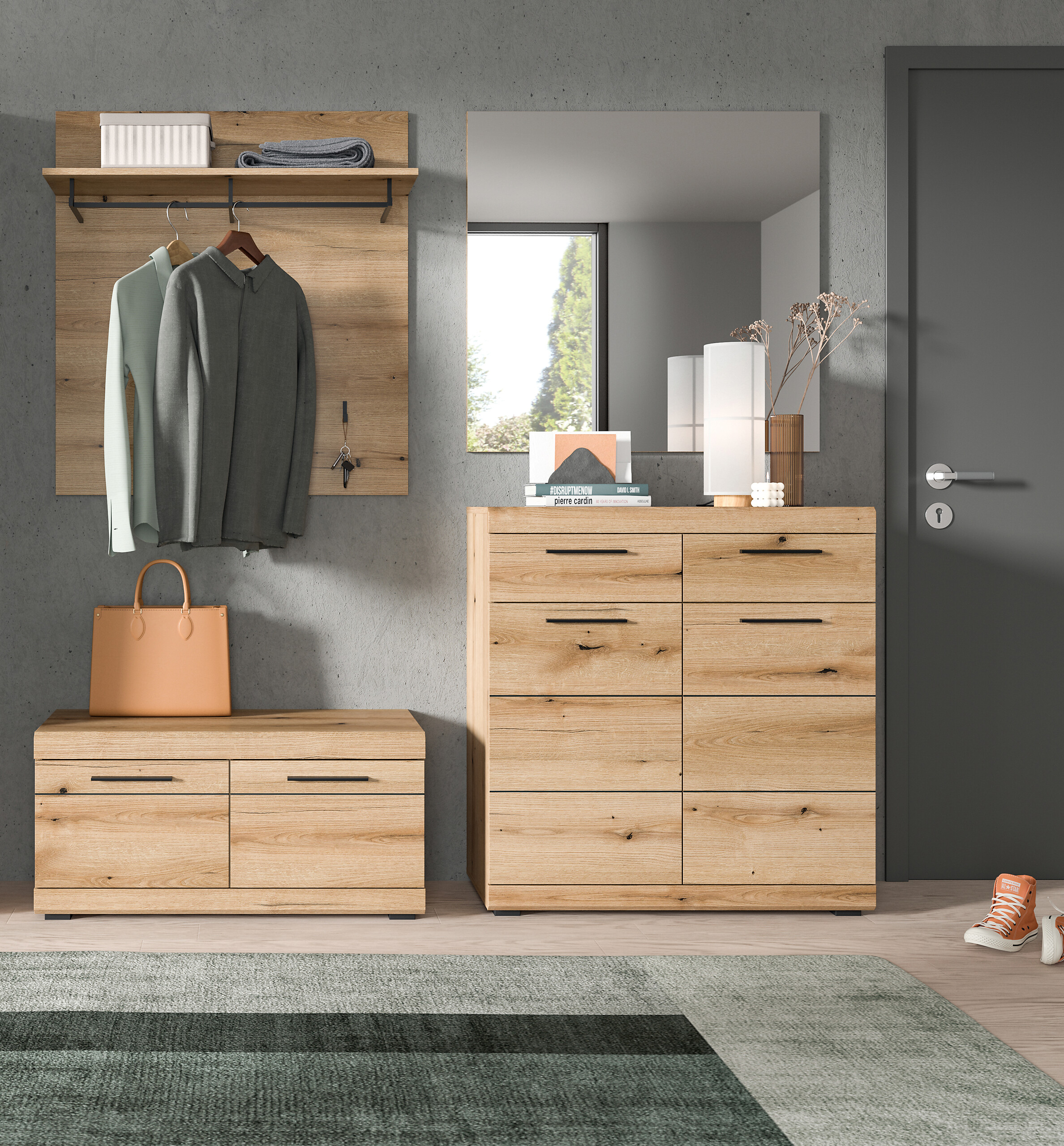 Garderobe SCOUT Evoke Oak Nachbildung B/H/T: ca. 195x197x40 cm