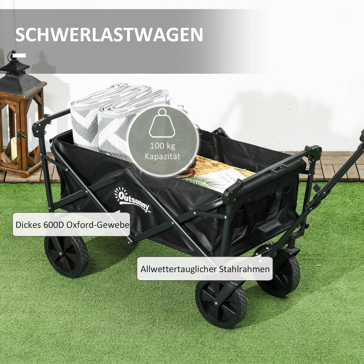 Outsunny Bollerwagen schwarz B/H/L: ca. 52x97x105 cm
