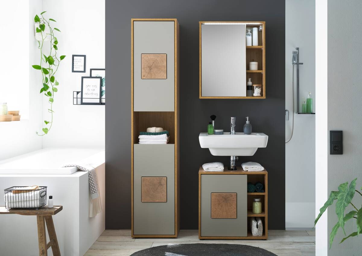 Waschbeckenunterschrank Greece Wildeiche Nachbildung grau B/H/T: ca. 60x60x35 cm Waschbeckenunterschrank Greece Wildeiche Nachbildung grau B/H/T: ca. 60x60x35 cm