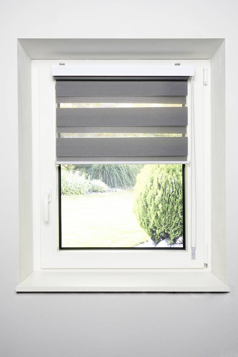 Doppelrollo mit Blende grau B/L: ca. 45x160 cm