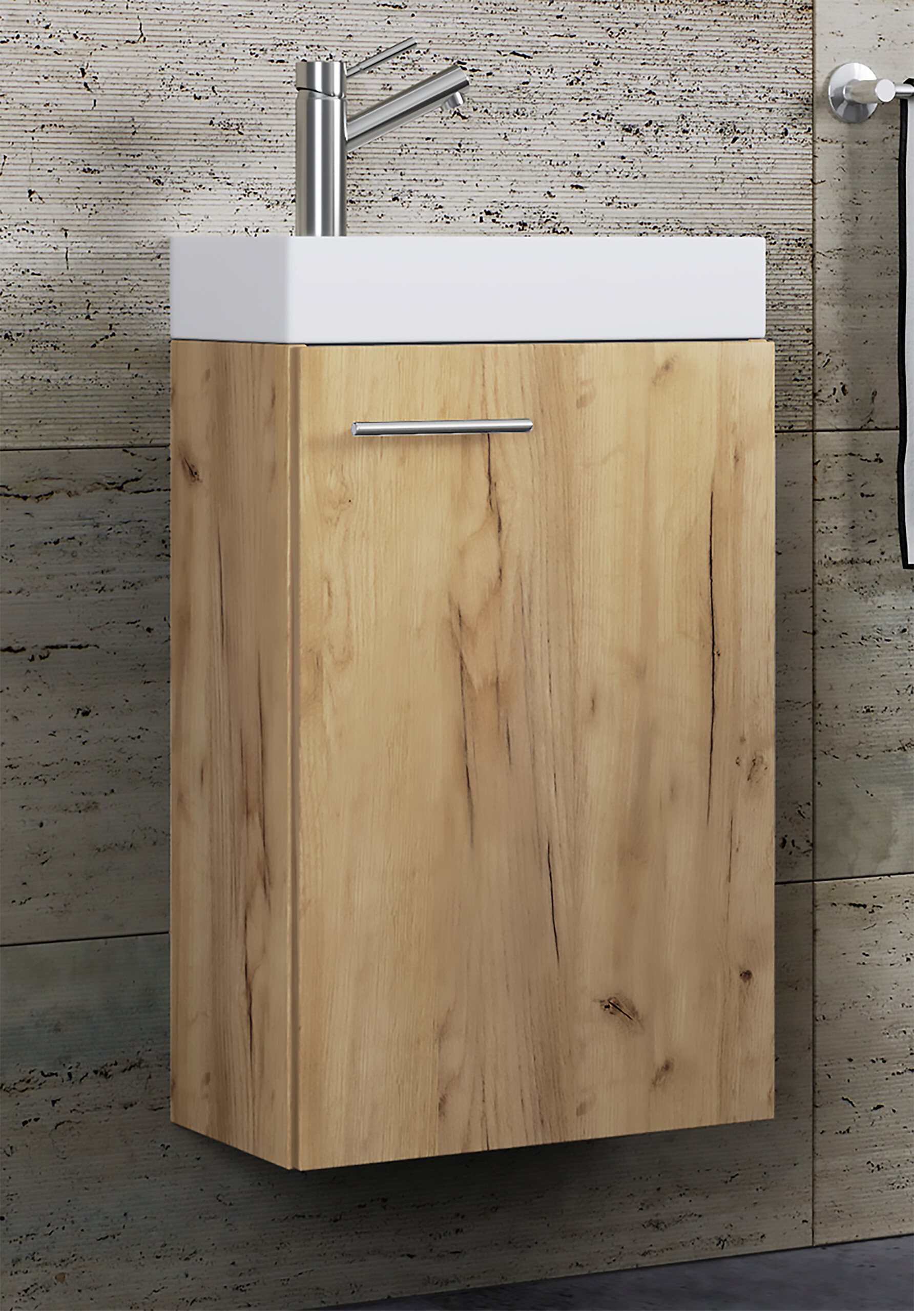 Waschplatz Slito Eiche Honig Nachbildung weiß B/H/T: ca. 41x68x22 cm