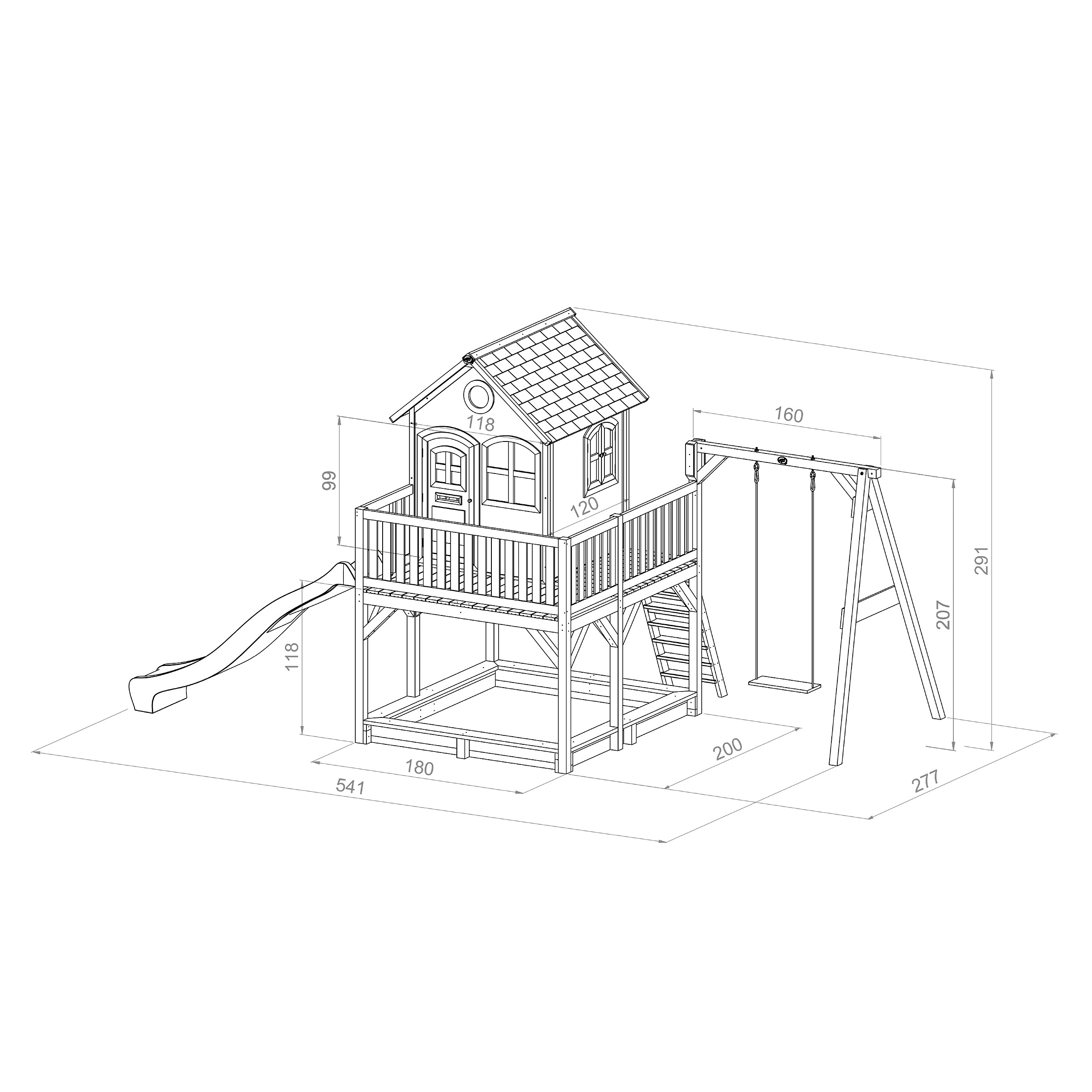AXI Spielhaus Liam braun B/H/L: ca. 541x291x277 cm