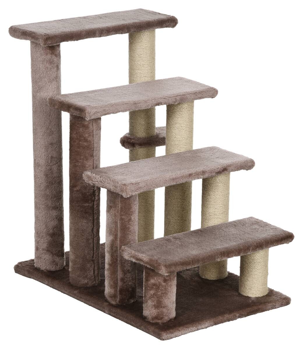 PawHut Katzentreppe braun Stoff B/H/L: ca. 40x64x60 cm