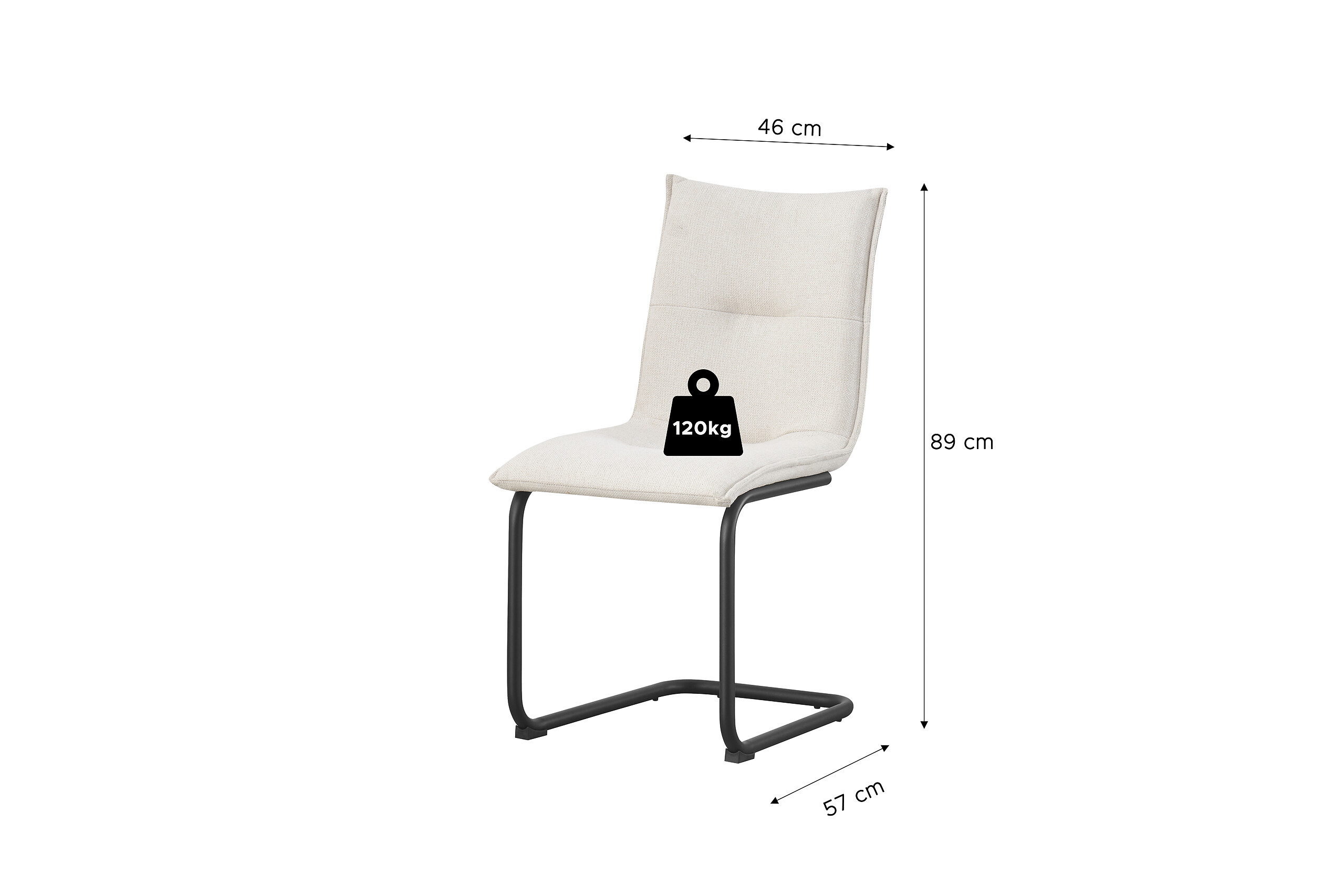 Schwingstuhl SONJA, 2er Set creme Webstoff B/H/T: ca. 46x89x57 cm