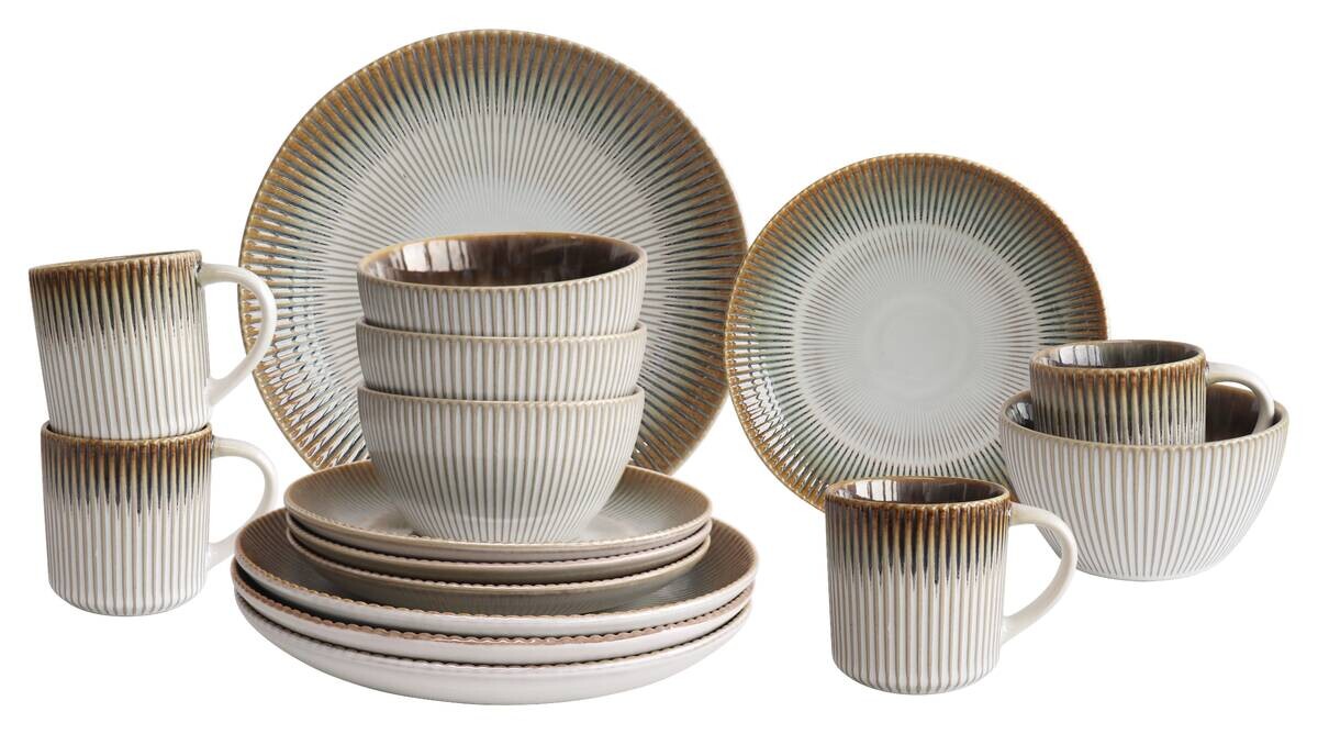 POCOline Kombiservice beige Steingut 16 tlg.