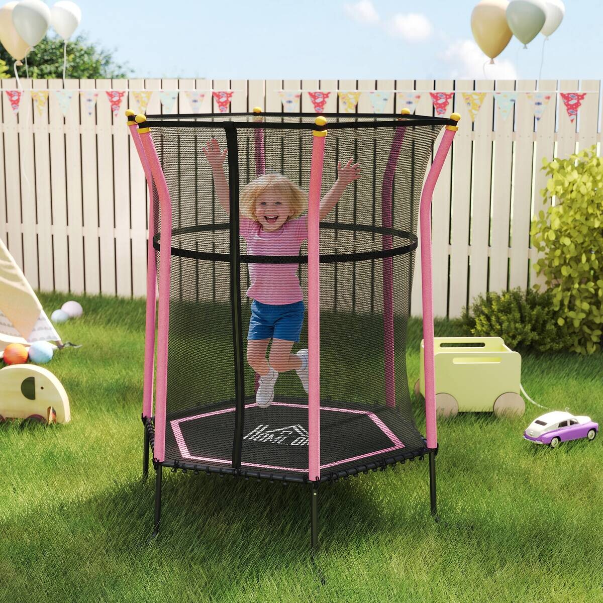 HOMCOM Kindertrampolin rosa B/H/L: ca. 163,5x190x163,5 cm