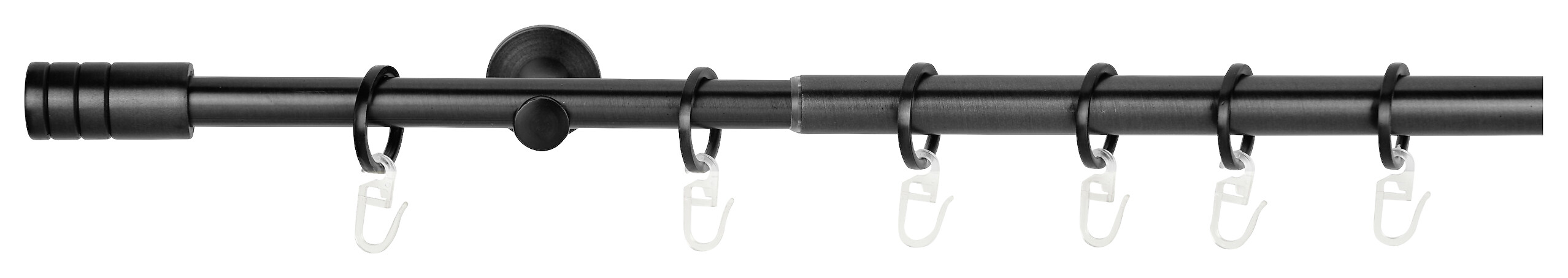 Gardinenstange schwarz Aluminium ausziehbar von ca. 120 bis 210 cm 1.0 Läufe Gardinenstange schwarz Aluminium ausziehbar von ca. 120 bis 210 cm 1.0 Läufe