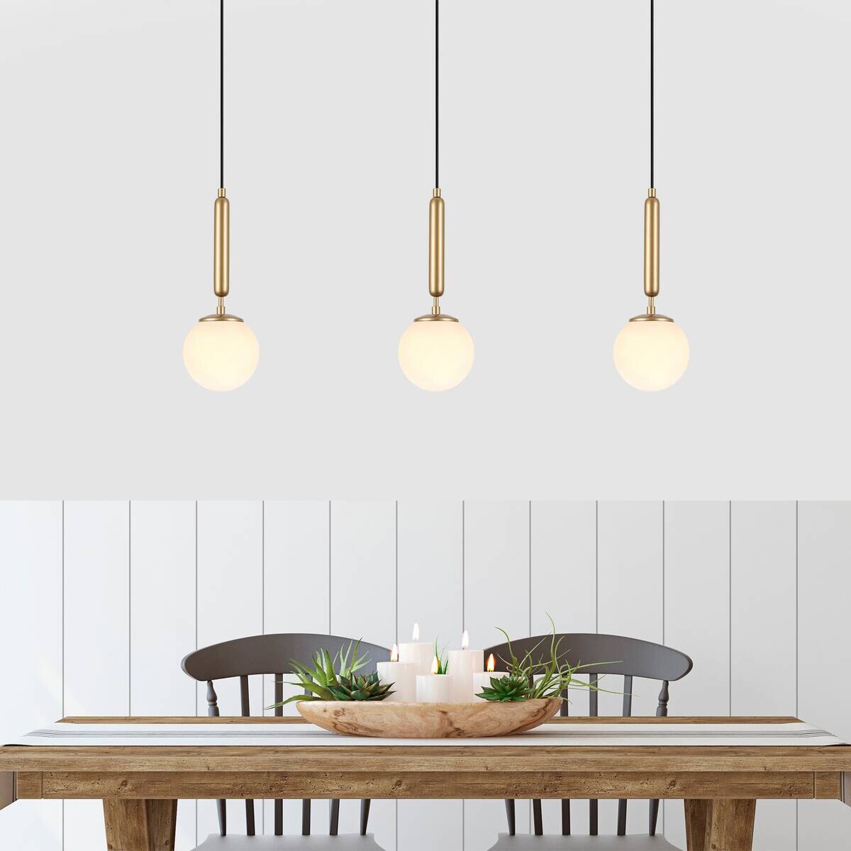 Opviq Pendelleuchte King gold Metall Glas B/H/T/L/D: ca. 15x139x15x15x15 cm E14 1 Brennstellen