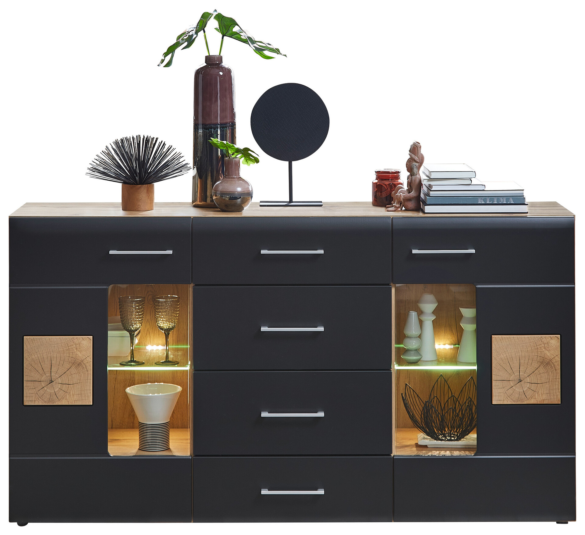 Sideboard Sonate Eiche Nachbildung schwarz matt B/H/T: ca. 170x93x40 cm