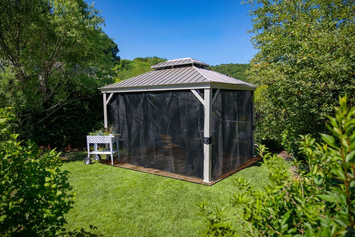 Sojag Pavillon Messina champagner Metall B/H/L: ca. 483x307x363 cm