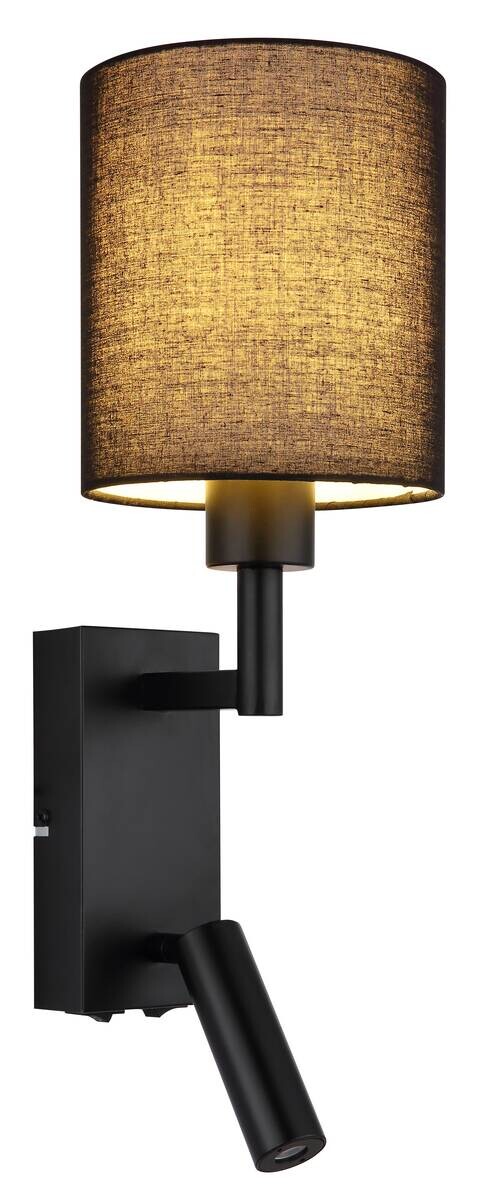 GLOBO Wandleuchte schwarz Metall B/H/L: ca. 17x45,5x15 cm E27 2 Brennstellen