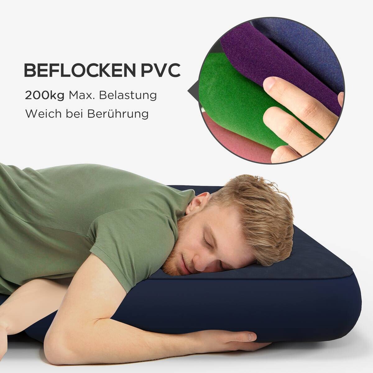 Outsunny Luftmatratze blau Kunststoff B/H/L: ca. 152x22x203 cm