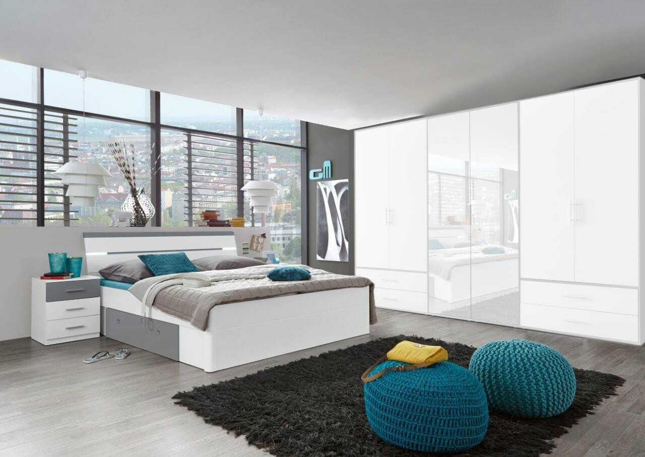 Bettanlage Mars weiß Arktisgrau B/H/T: ca. 185x97x205 cm Liegefläche B/L: ca. 180x200 cm