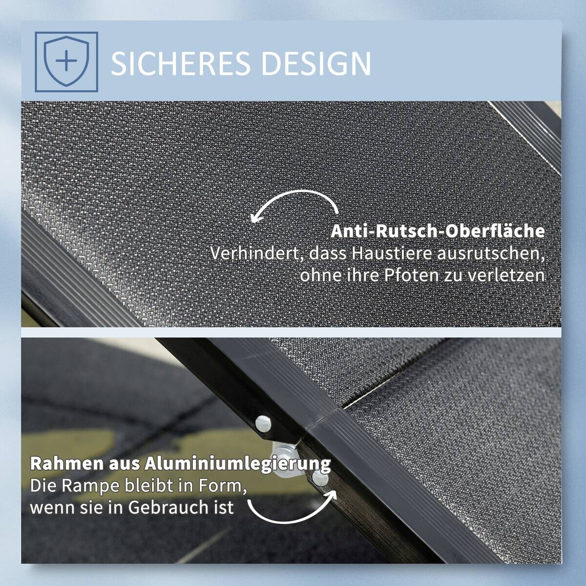 PawHut Klappbare Haustierrampe schwarz Aluminium B/H/L: ca. 43,5x158x2,5 cm